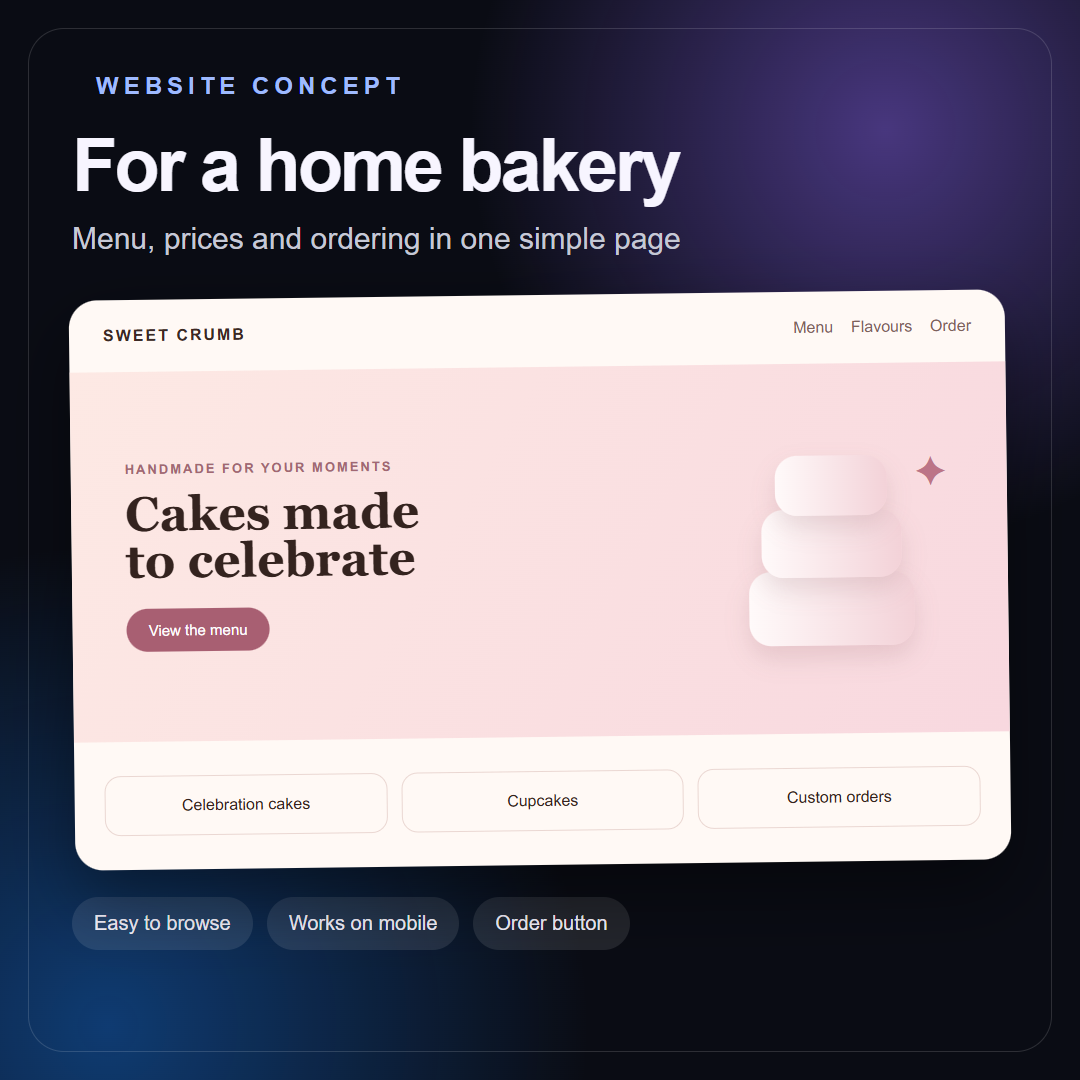 Website concept for a small bakery